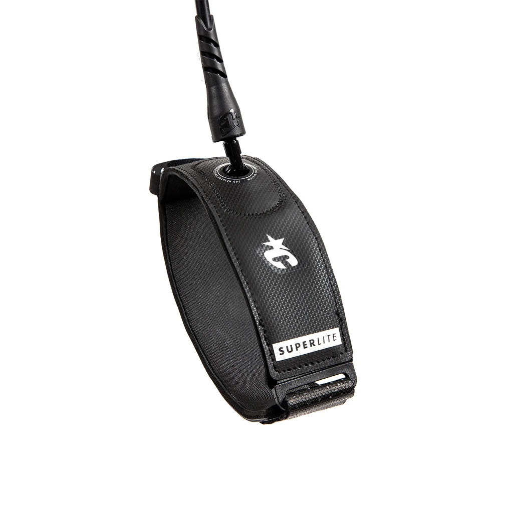 Creatures of Leisure | Superlite Bodyboard Coiled Bicep Leash. Black-Silver / 4'0" x 7mm